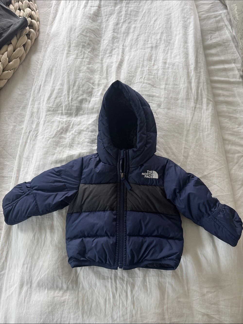 The North Face Navy and Black Hooded Puffer Jacket